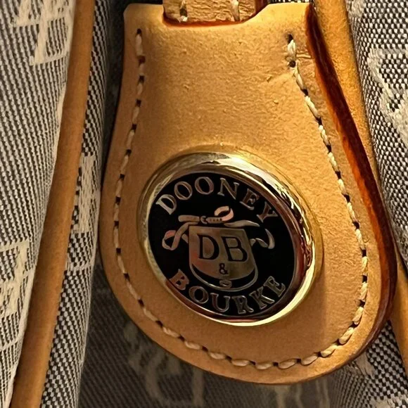 Dooney & Bourke Signature Buckle Satchel – Grey/White with Natural Trim - Picture 9 of 16